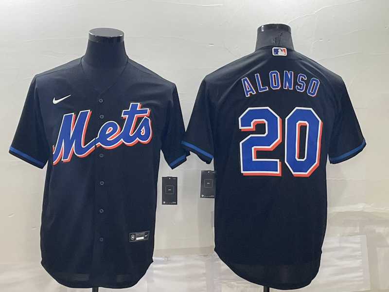 Men's New York Mets Pete Alonso #20 Black Baseball Jersey